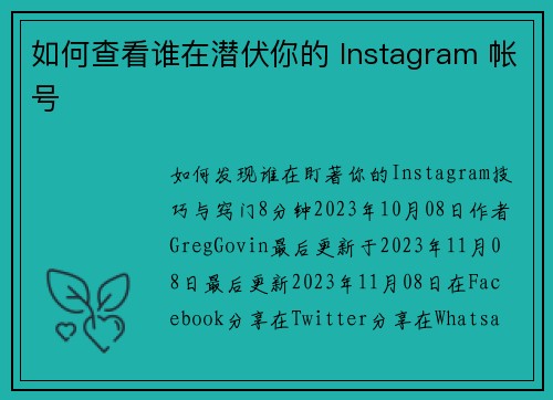 如何查看谁在潜伏你的 Instagram 帐号 